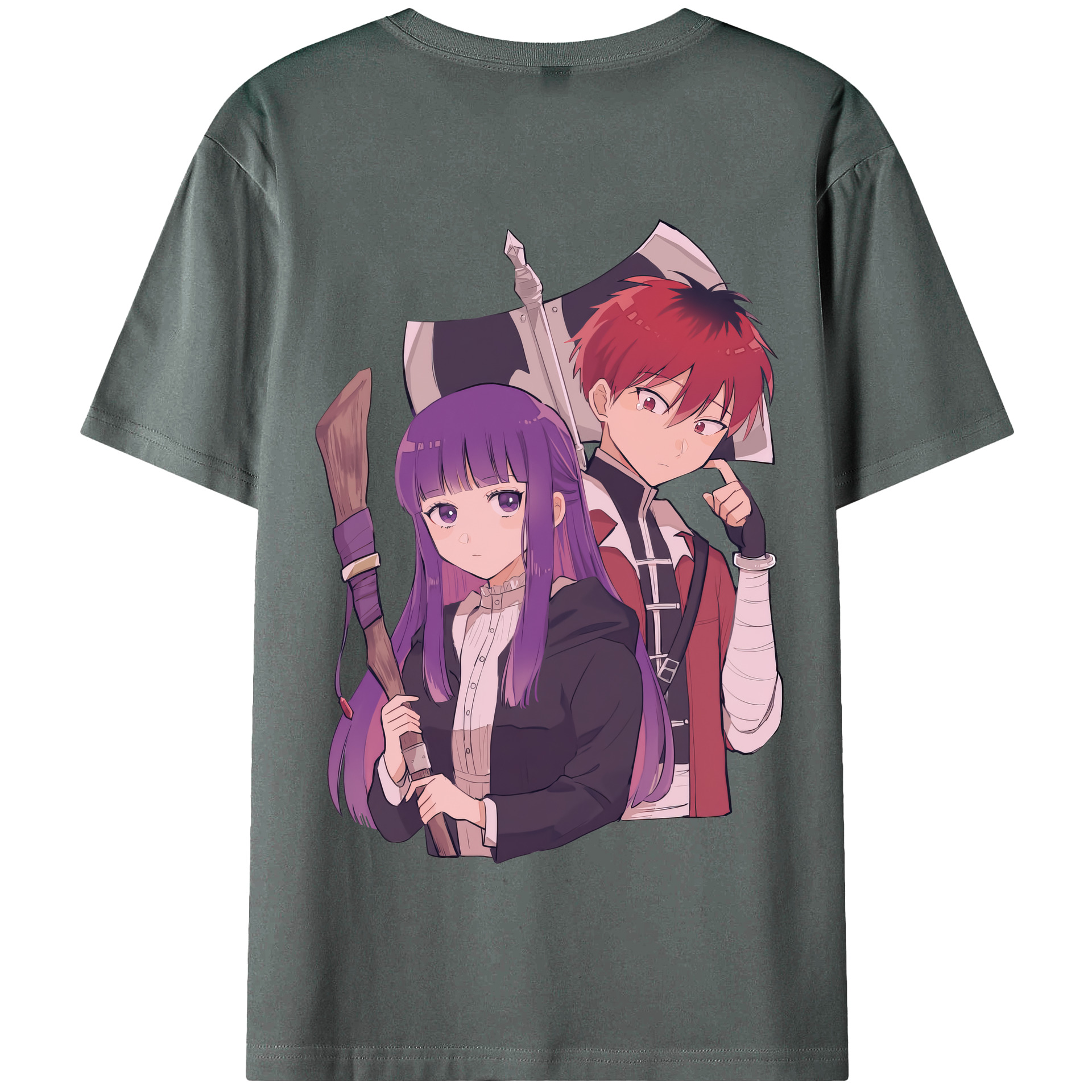 （画像用） 葬送のフリーレン Frieren 綿100％半袖Tシャツ（背面プリント）